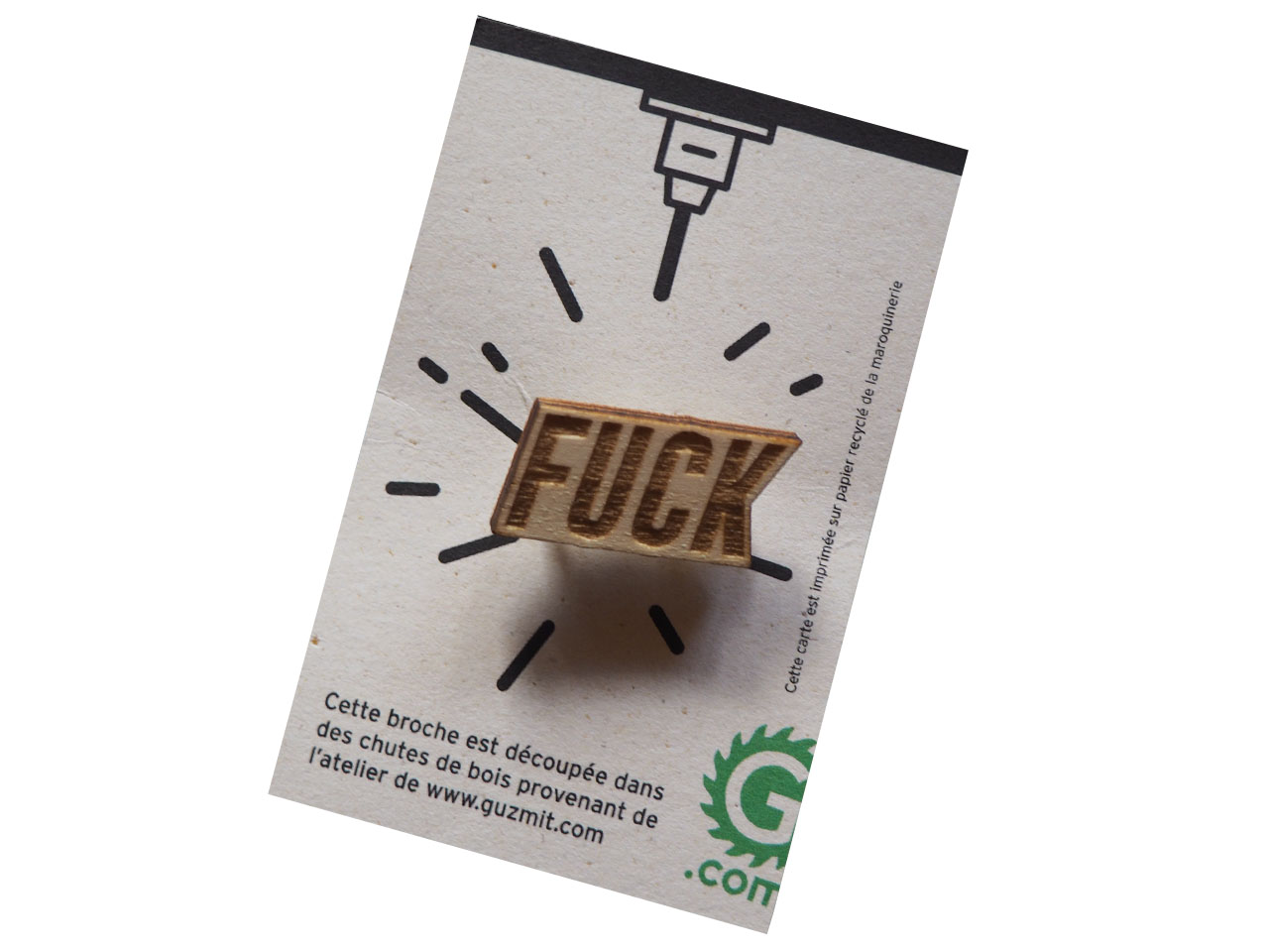 Broche en bois FUCK